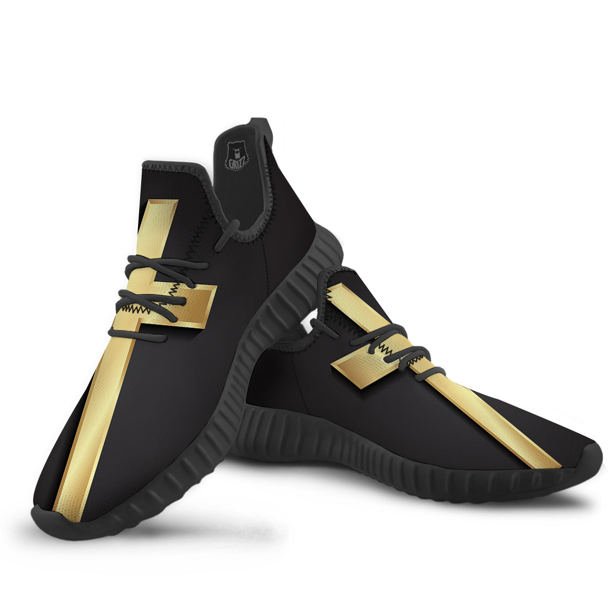 Golden Cross Classic Print Black Walking Shoes-grizzshop