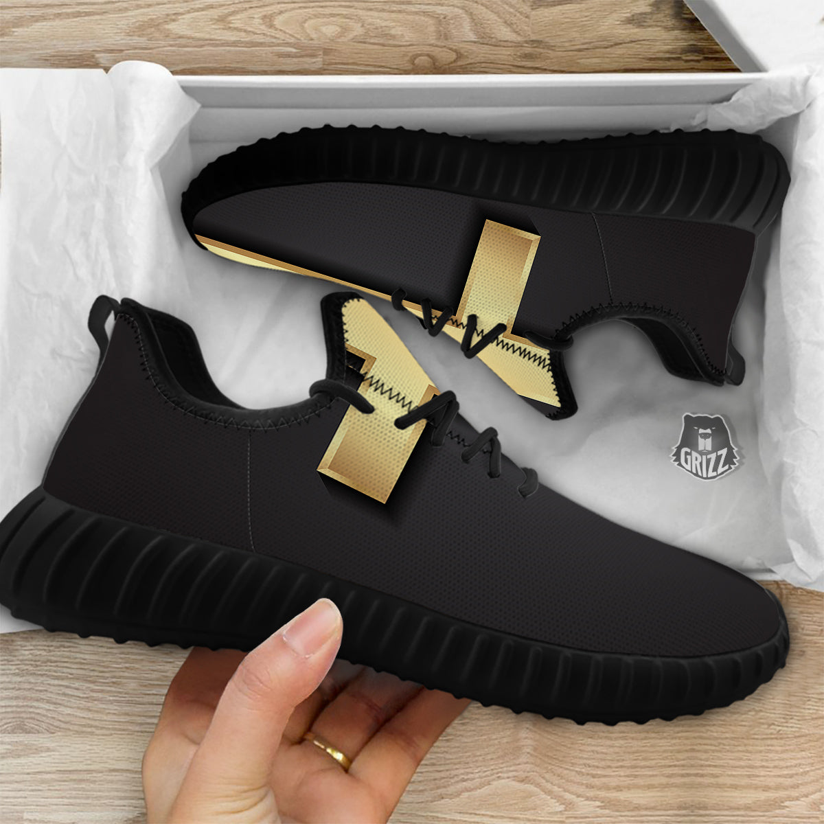 Golden Cross Classic Print Black Walking Shoes-grizzshop