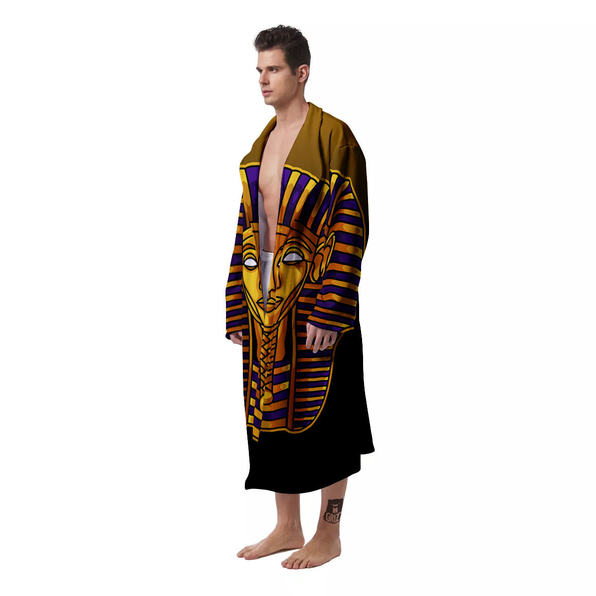 Golden Pharaoh Egyptian Print Men's Robe-grizzshop