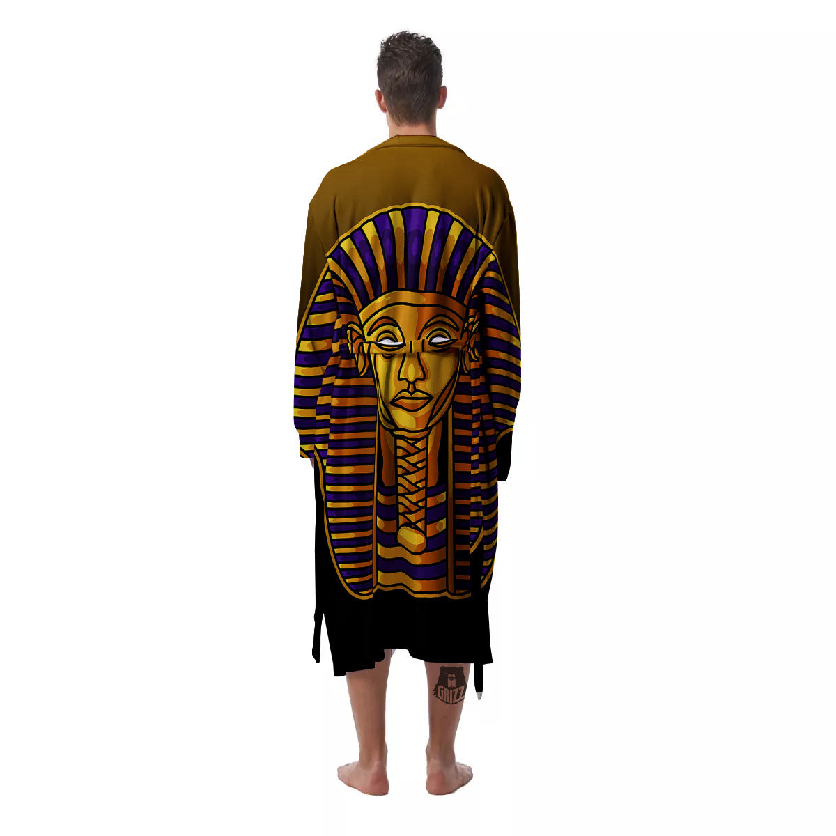 Golden Pharaoh Egyptian Print Men's Robe-grizzshop