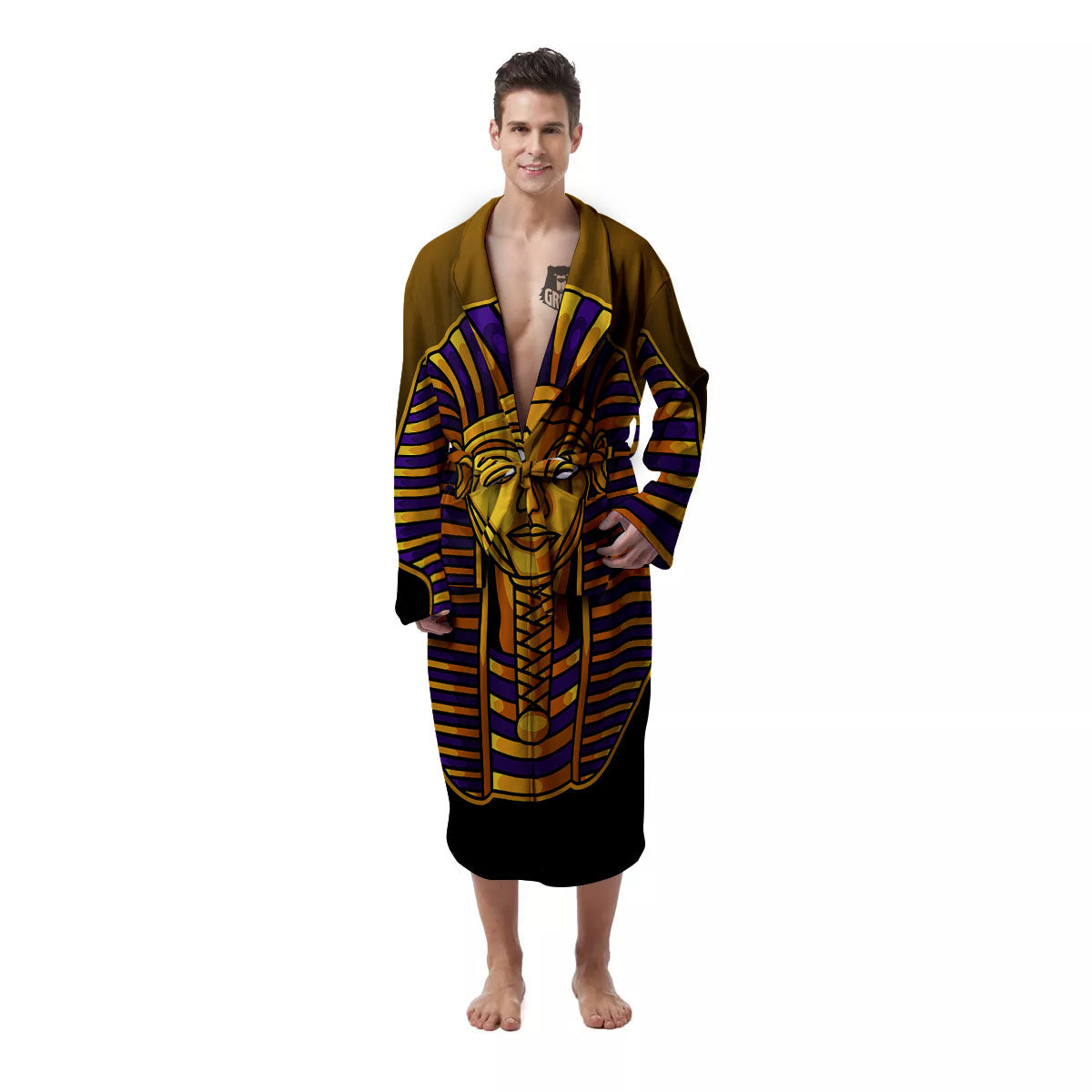 Golden Pharaoh Egyptian Print Men's Robe-grizzshop