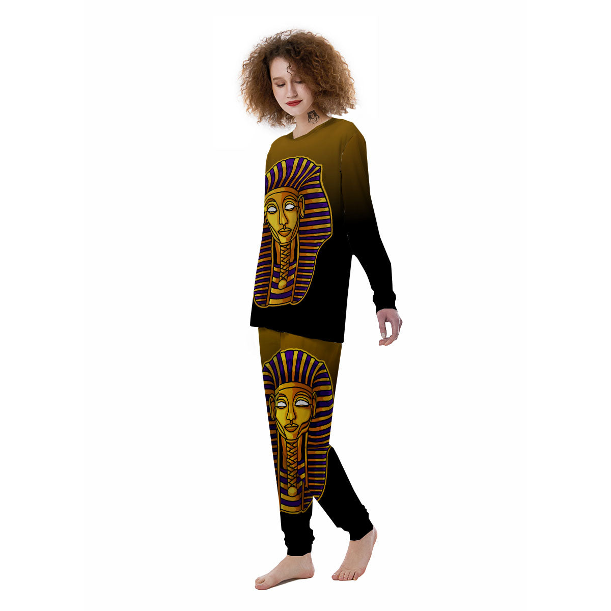 Golden Pharaoh Egyptian Print Women's Pajamas-grizzshop