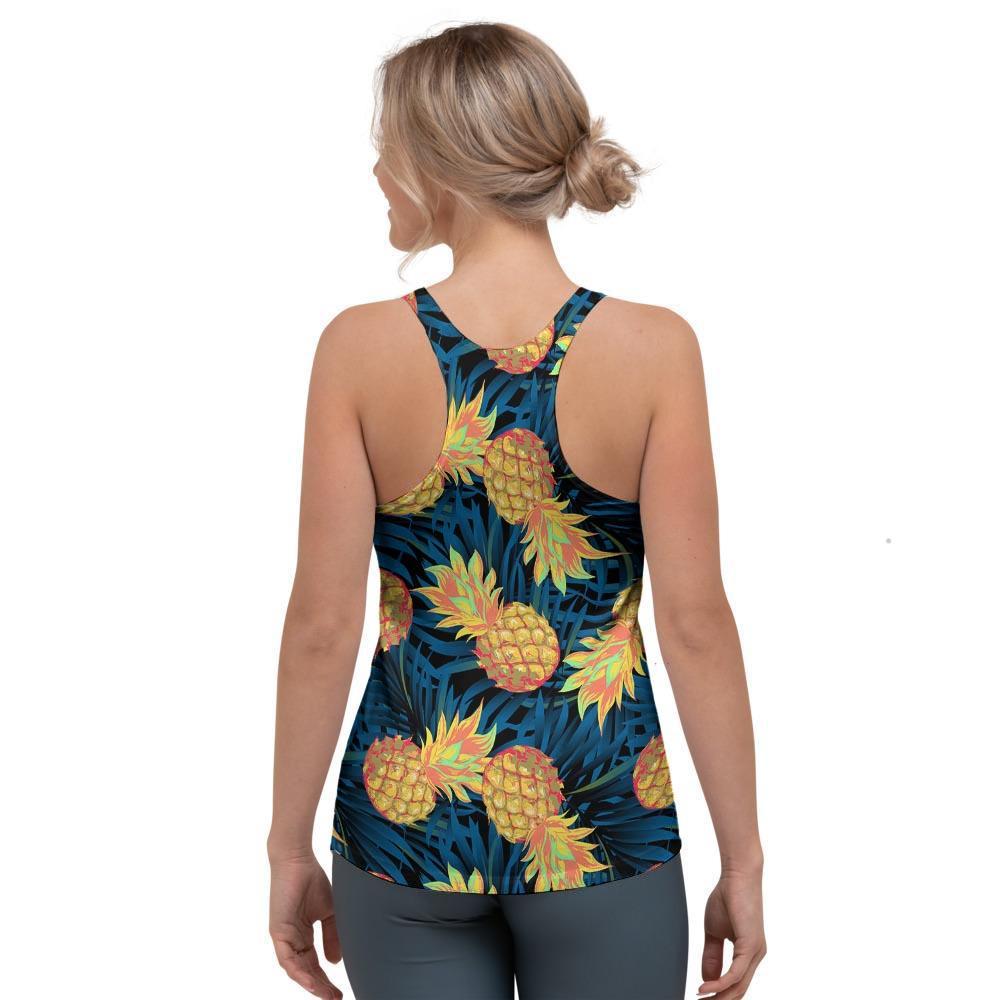 Golden Pineapple Edm Hawaiian Print Women's Racerback Tank Top-grizzshop