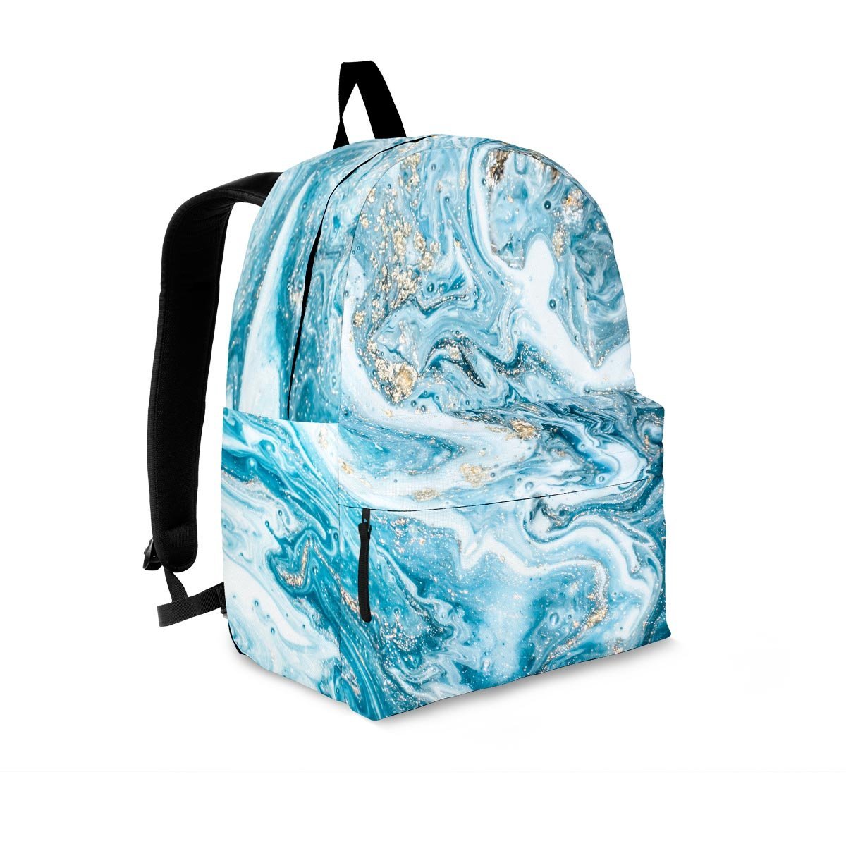 Golden Powder Blue Marble Backpack-grizzshop