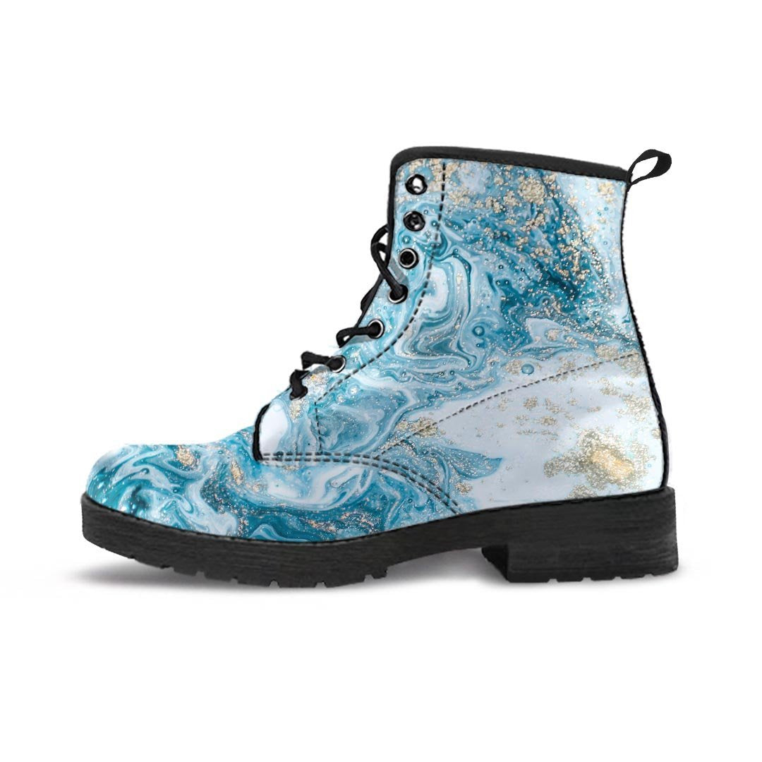 White Gold Marble Women's Boots