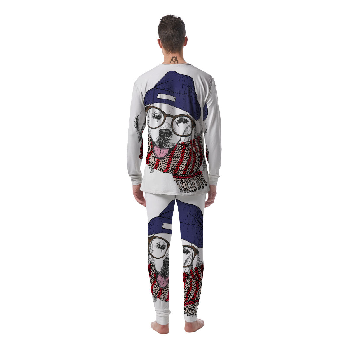Golden Retriever Hipster Print Men's Pajamas-grizzshop