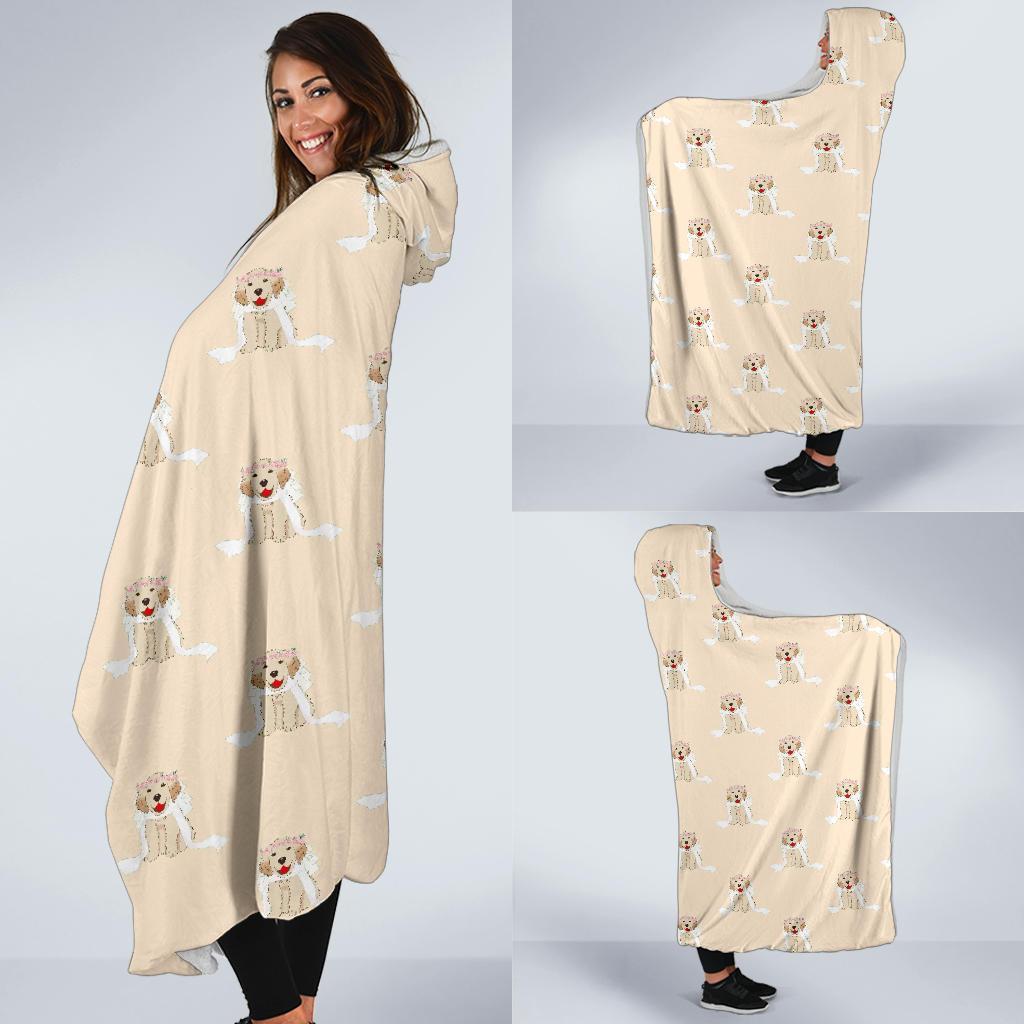 Golden Retriever Pattern Print Hooded Blanket-grizzshop