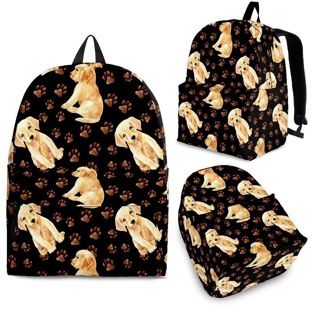 Golden Retriever Paw Pattern Print Backpack-grizzshop
