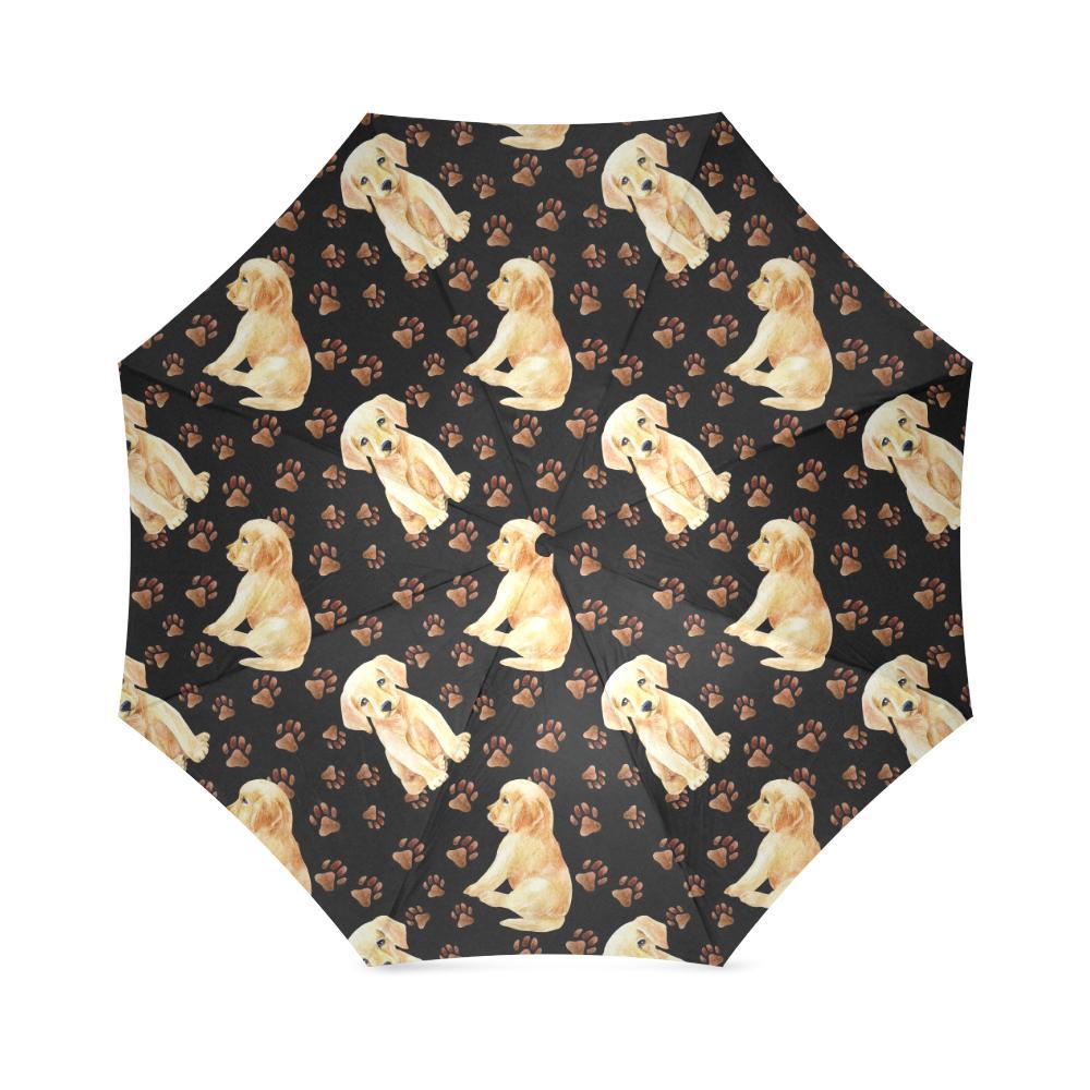 Golden Retriever Paw Pattern Print Foldable Umbrella-grizzshop