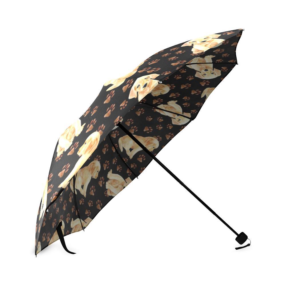 Golden Retriever Paw Pattern Print Foldable Umbrella-grizzshop