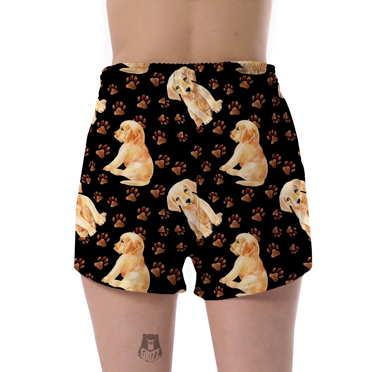 Golden Retriever Paw Pattern Print Women's Shorts-grizzshop