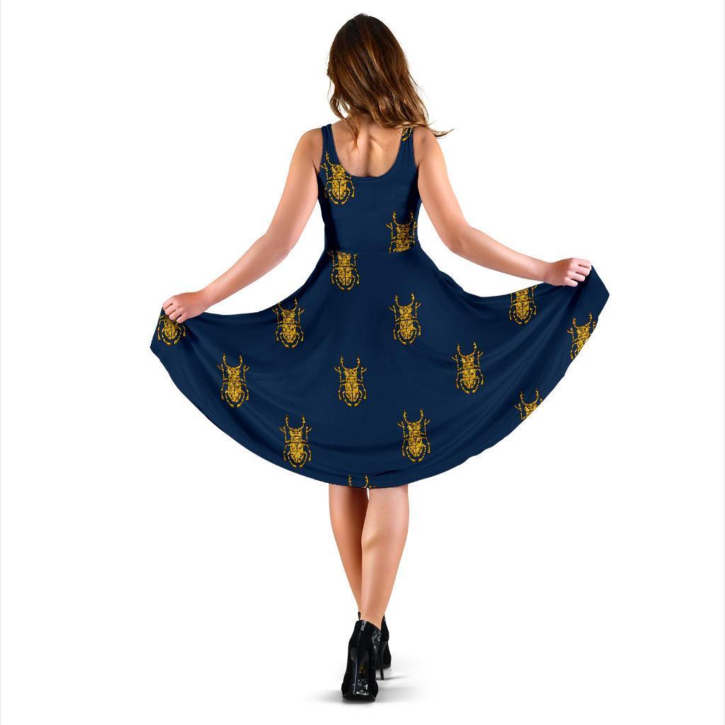 Golden Bug Pattern Print Dress-grizzshop