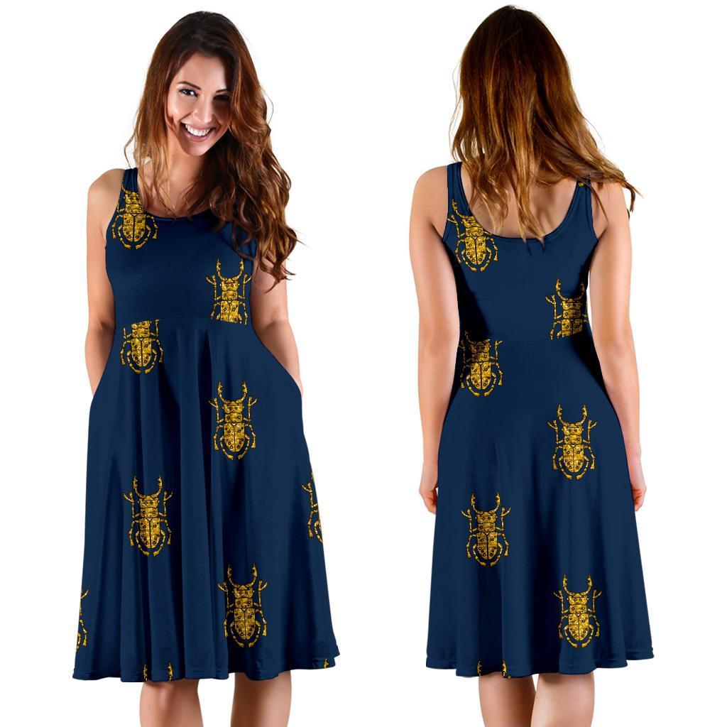 Golden Bug Pattern Print Dress-grizzshop
