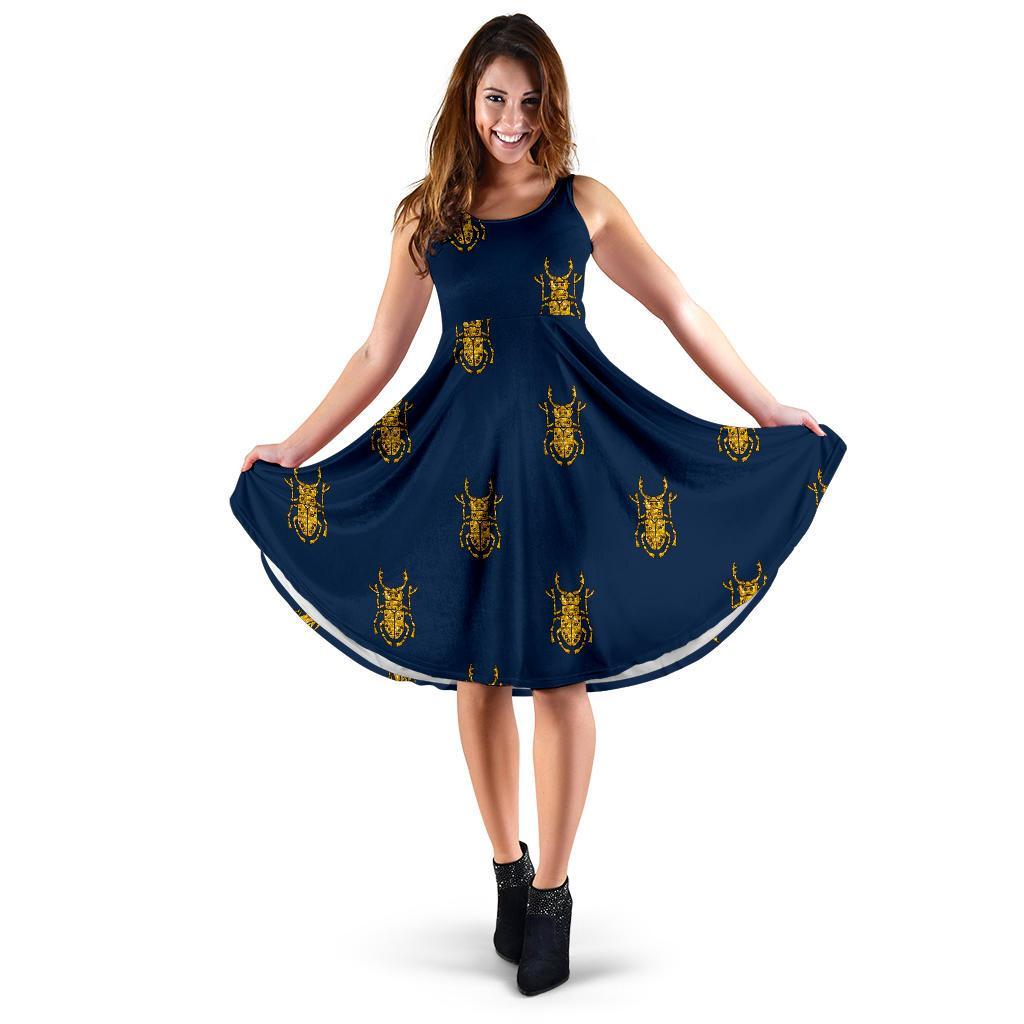 Golden Bug Pattern Print Dress-grizzshop