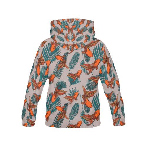 Goldfish Leaf Pattern Print Men Pullover Hoodie-grizzshop