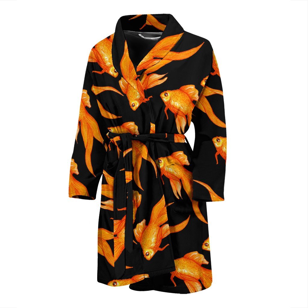 Goldfish Print Pattern Men Long Robe-grizzshop