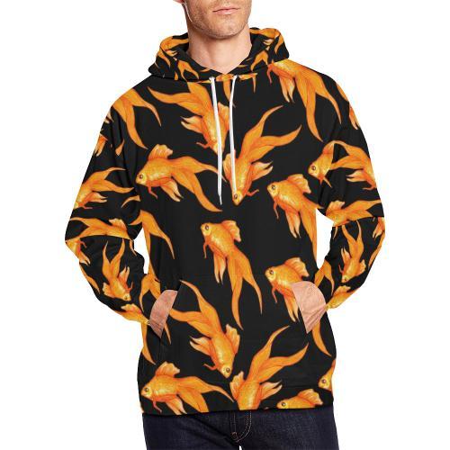 Goldfish Print Pattern Men Pullover Hoodie-grizzshop