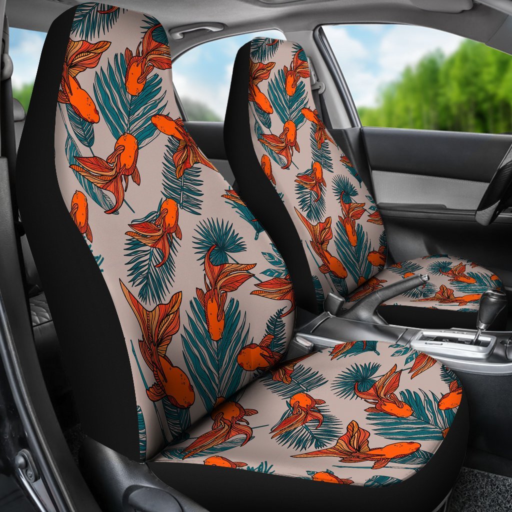 Goldfish Leaf Pattern Print Universal Fit Car Seat Cover-grizzshop