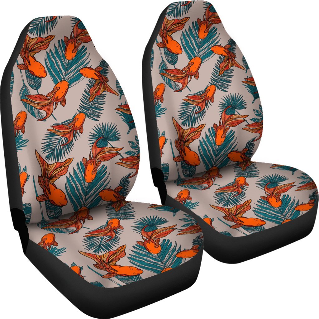 Goldfish Leaf Pattern Print Universal Fit Car Seat Cover-grizzshop