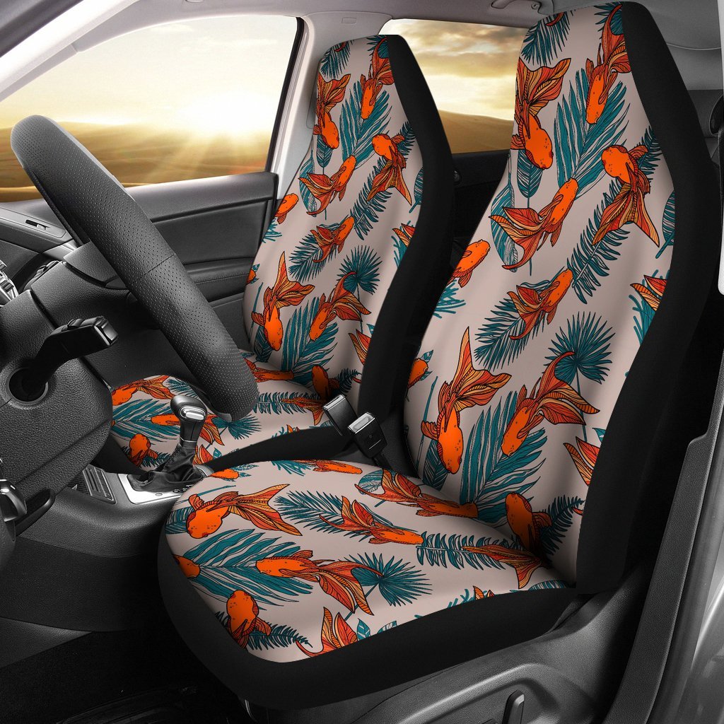 Goldfish Leaf Pattern Print Universal Fit Car Seat Cover-grizzshop