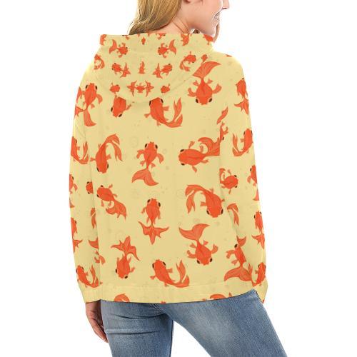 Goldfish Pattern Print Women Pullover Hoodie-grizzshop