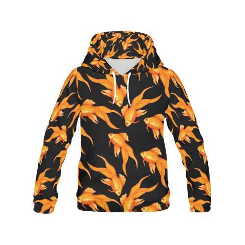 Goldfish Print Pattern Women Pullover Hoodie-grizzshop