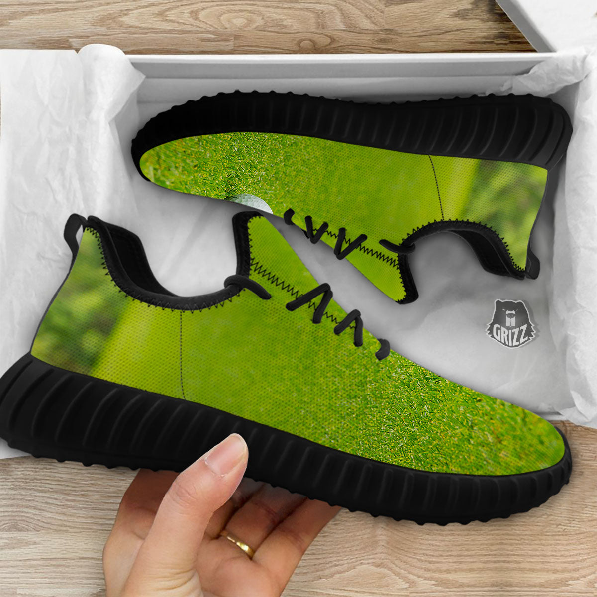 Golf Area Print Black Walking Shoes-grizzshop