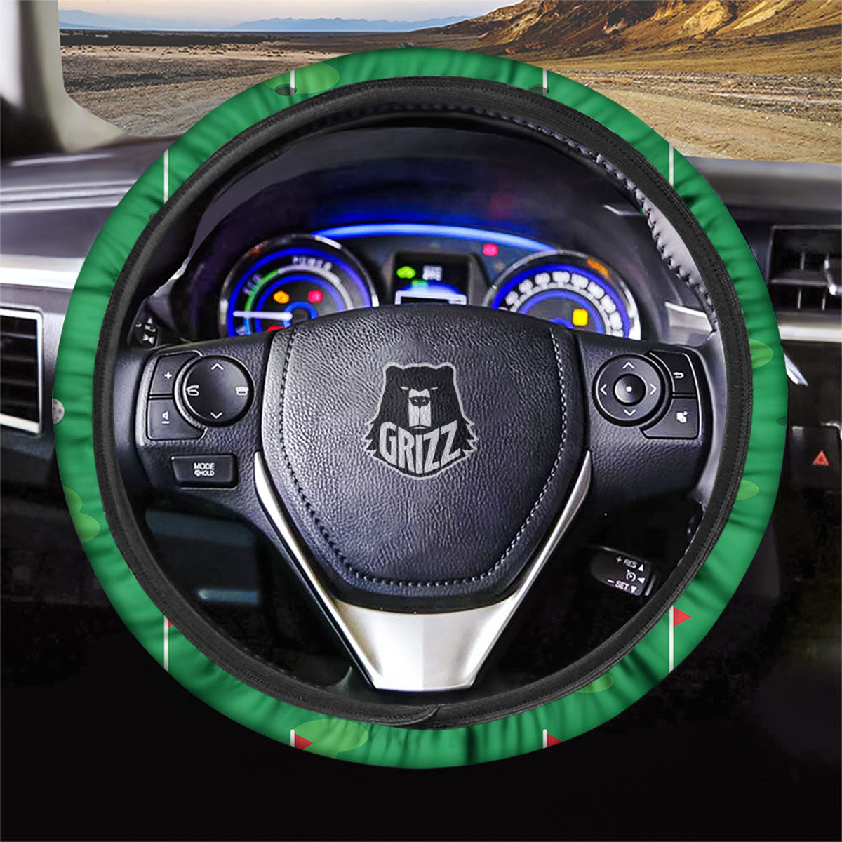 Golf Ball Green Print Pattern Car Steering Wheel Cover-grizzshop