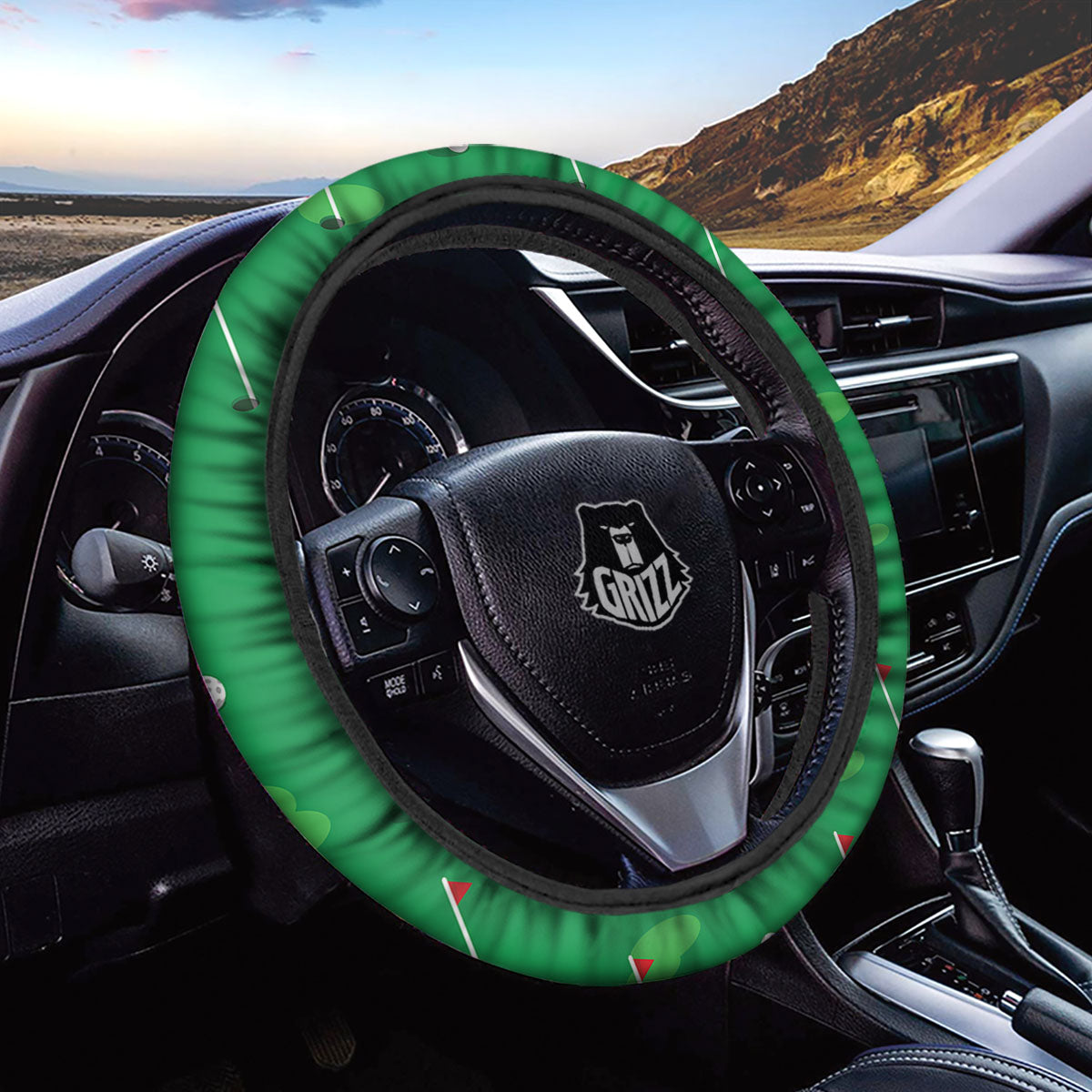 Golf Ball Green Print Pattern Car Steering Wheel Cover-grizzshop