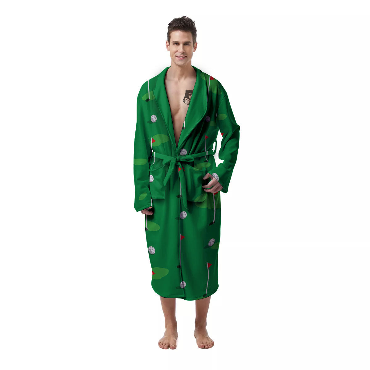 Golf Ball Green Print Pattern Men's Robe-grizzshop