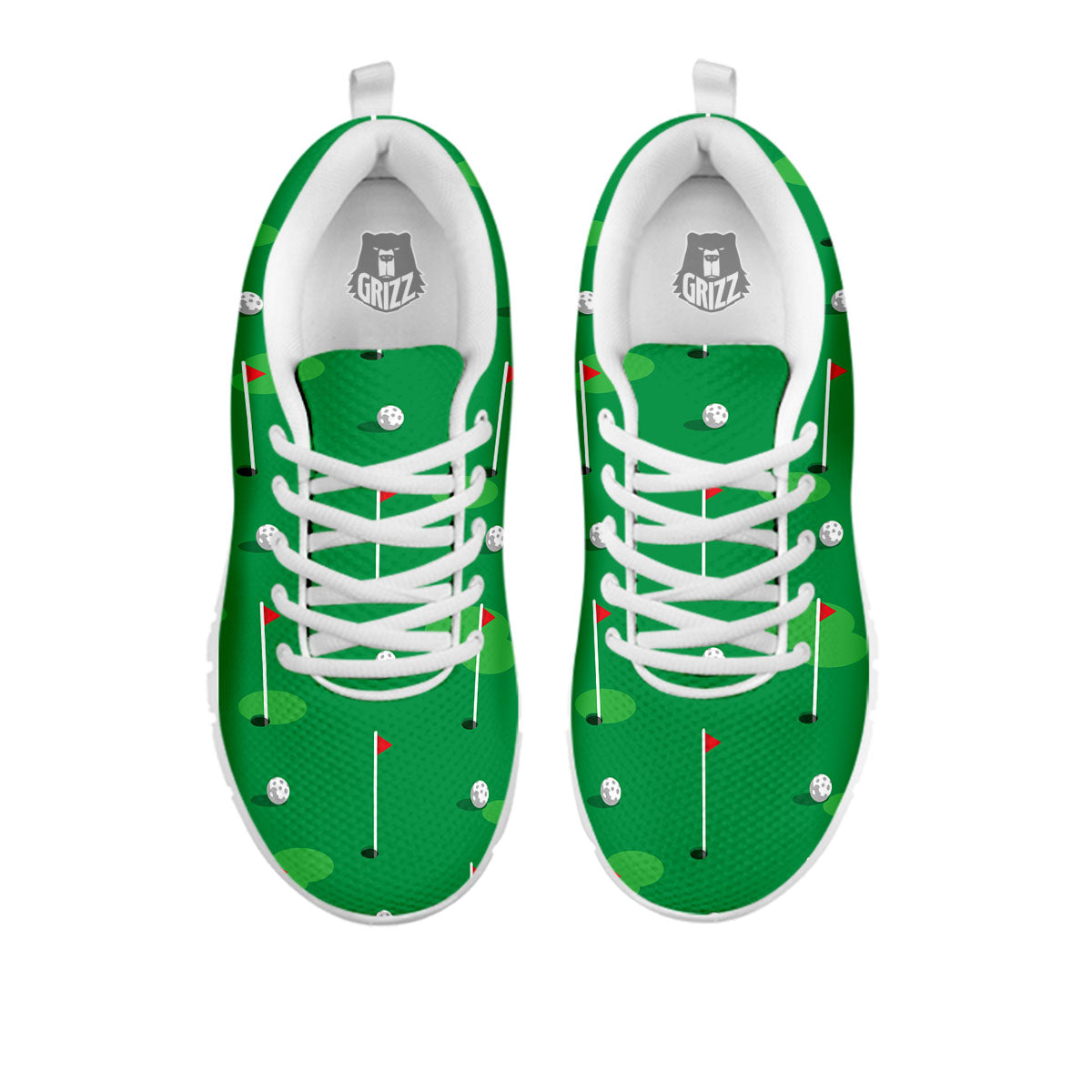 Golf Ball Green Print Pattern White Sneaker-grizzshop