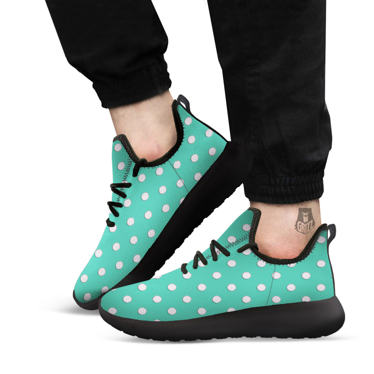 Golf Ball Print Pattern Black Athletic Shoes-grizzshop