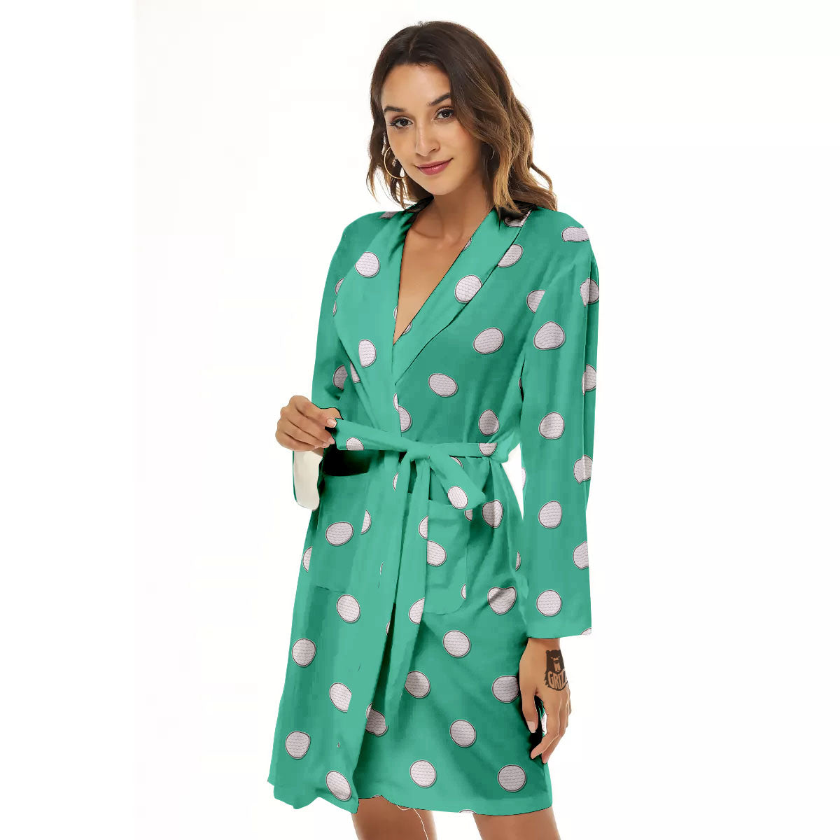 Golf Ball Print Pattern Women's Robe-grizzshop