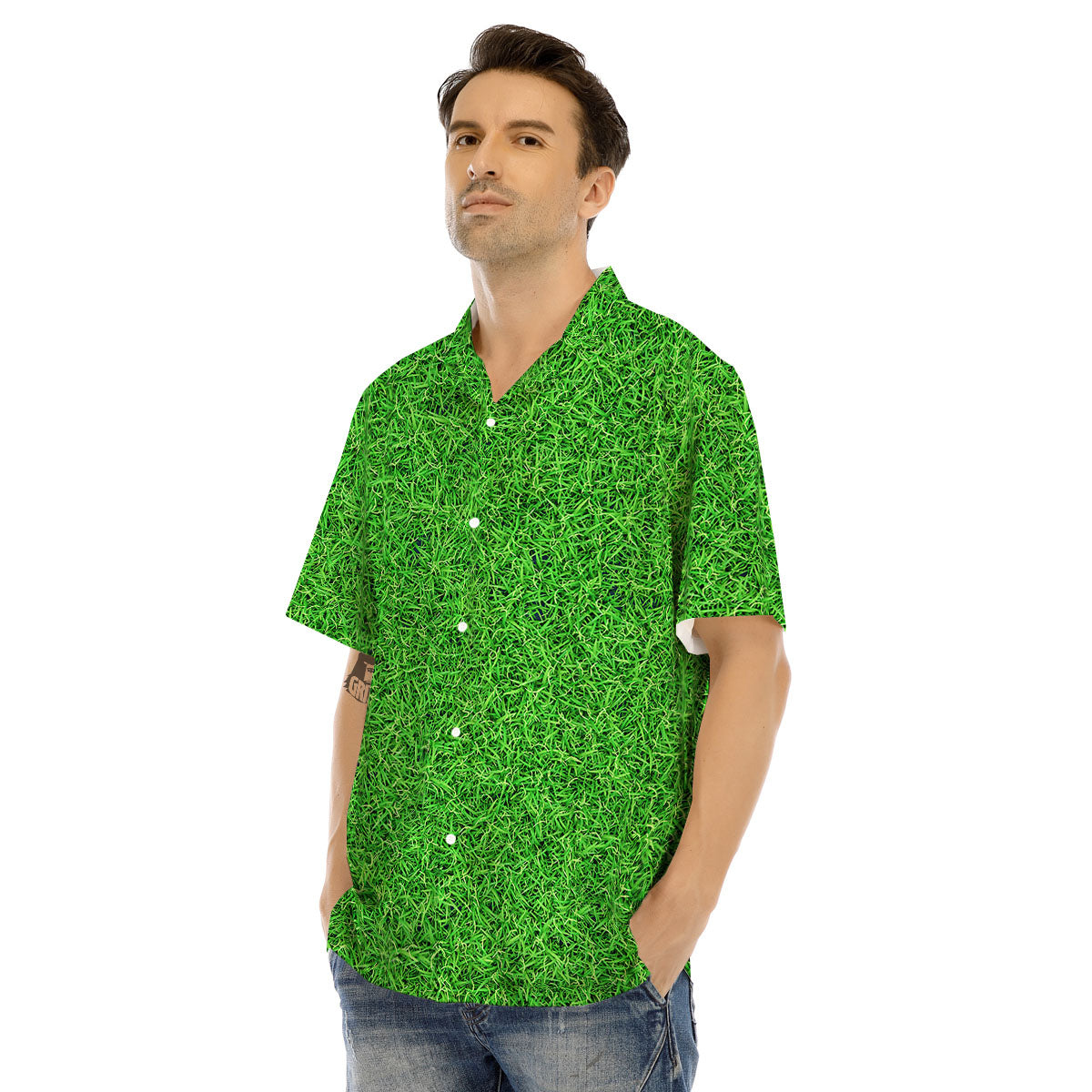 Golf Grass Print Men's Hawaiian Shirt-grizzshop