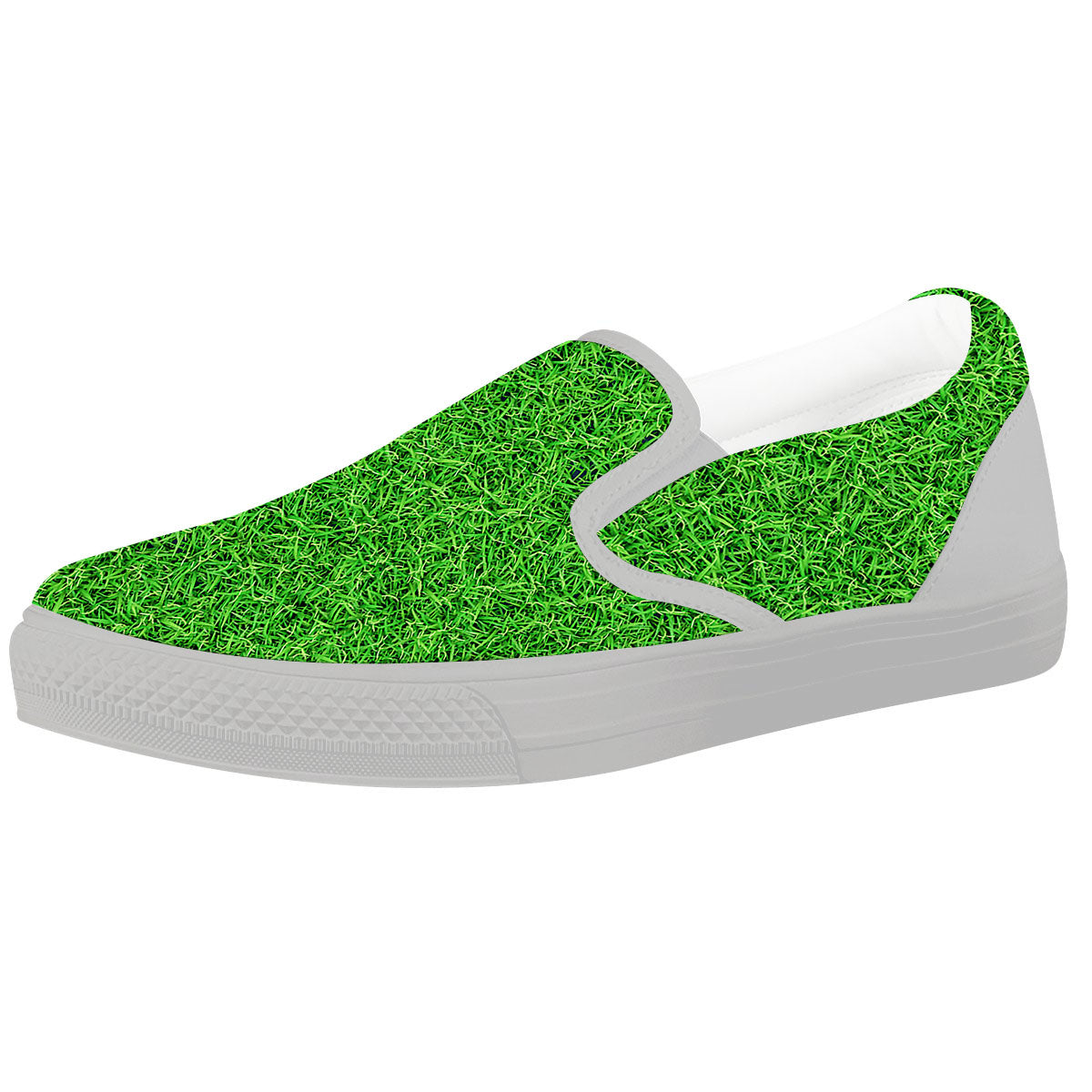 Golf Grass Print White Slip On Shoes-grizzshop