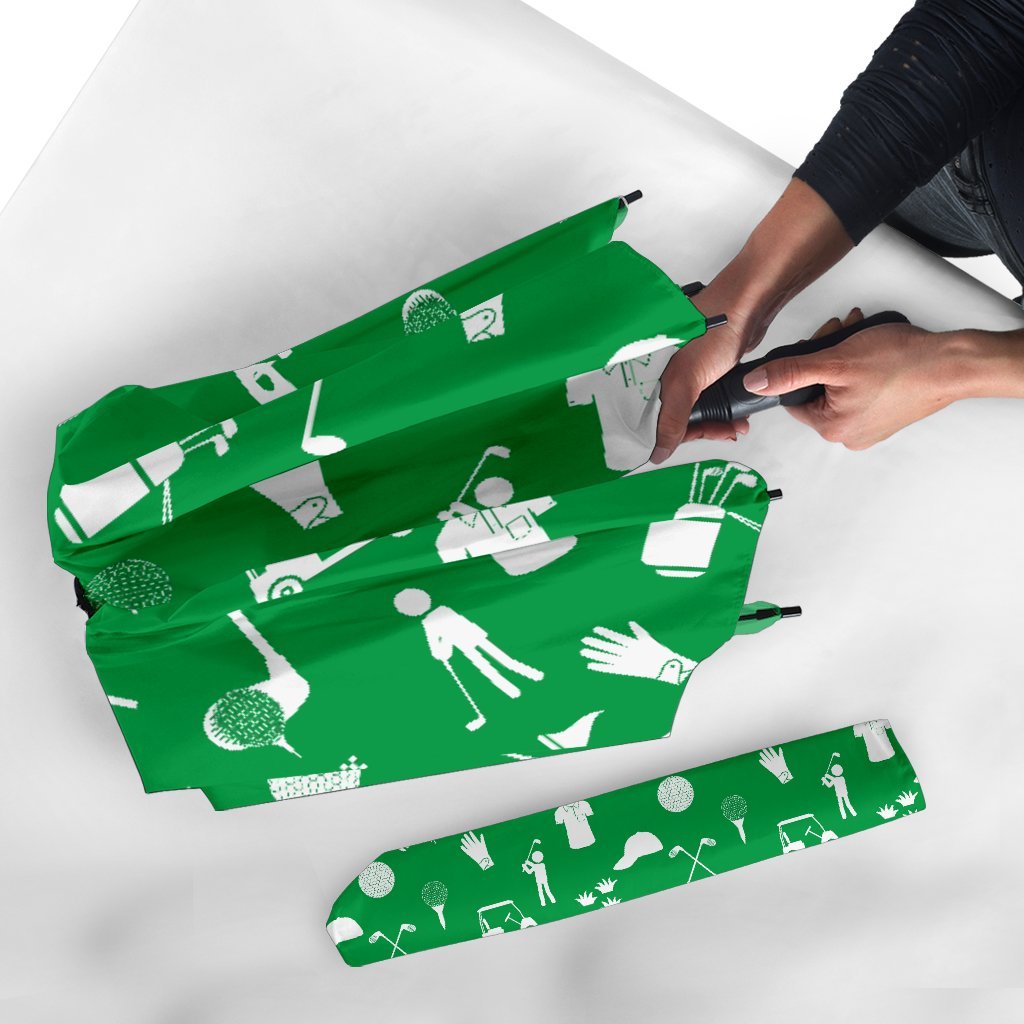 Golf Green Pattern Print Automatic Foldable Umbrella-grizzshop