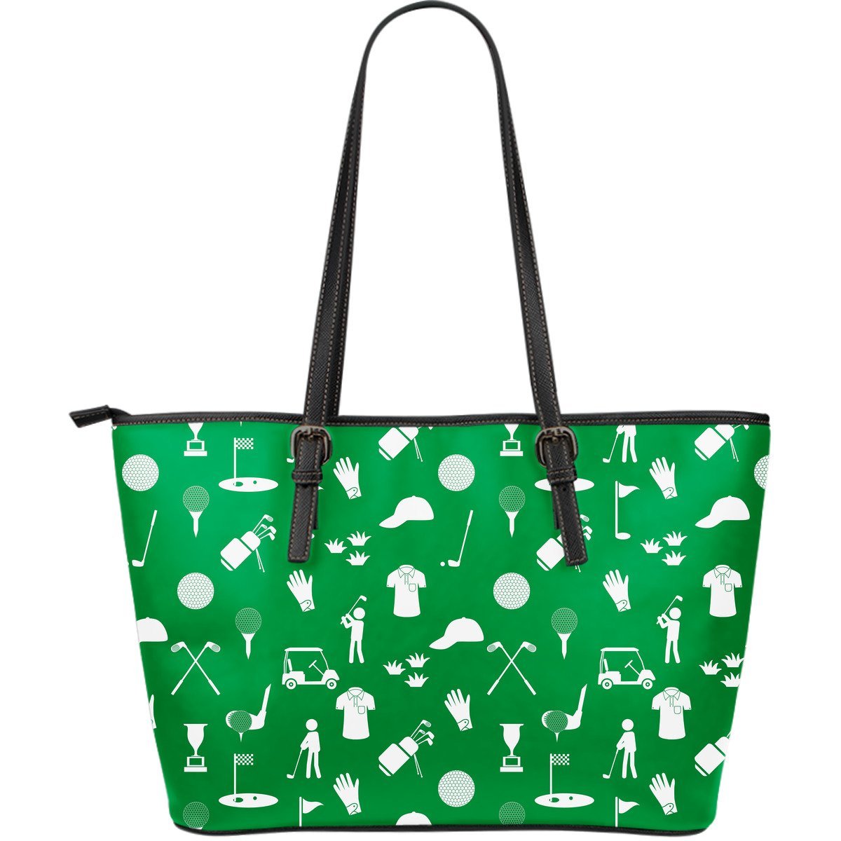 Golf Green Pattern Print Leather Tote Bag-grizzshop