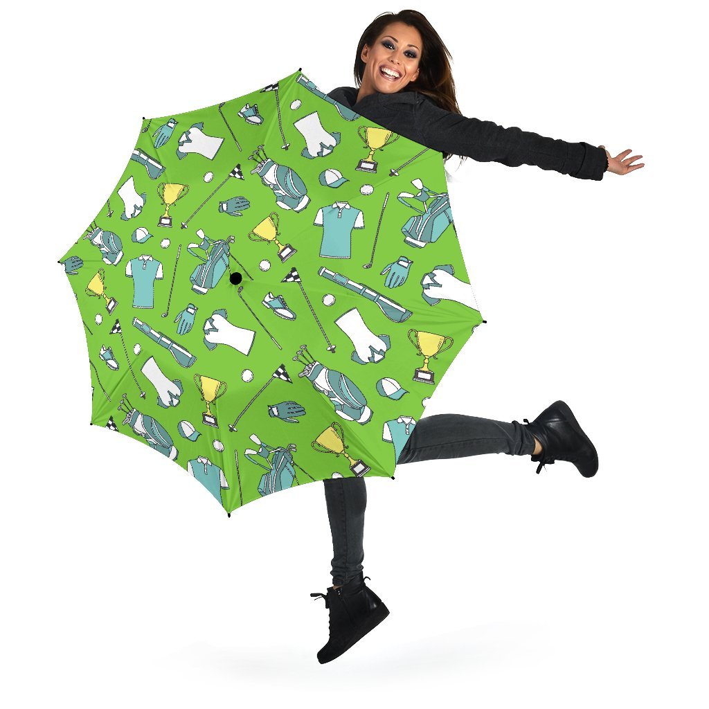 Golf Green Print Pattern Automatic Foldable Umbrella-grizzshop