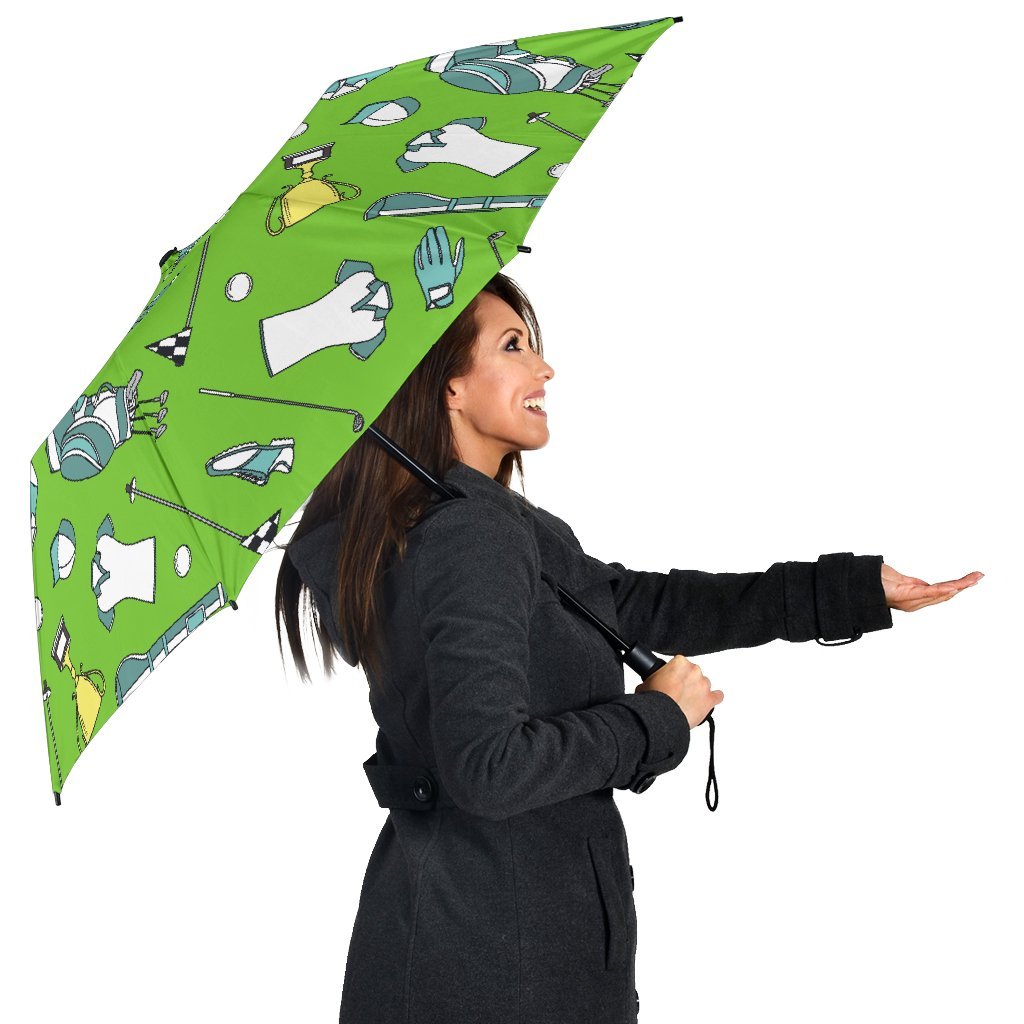 Golf Green Print Pattern Automatic Foldable Umbrella-grizzshop