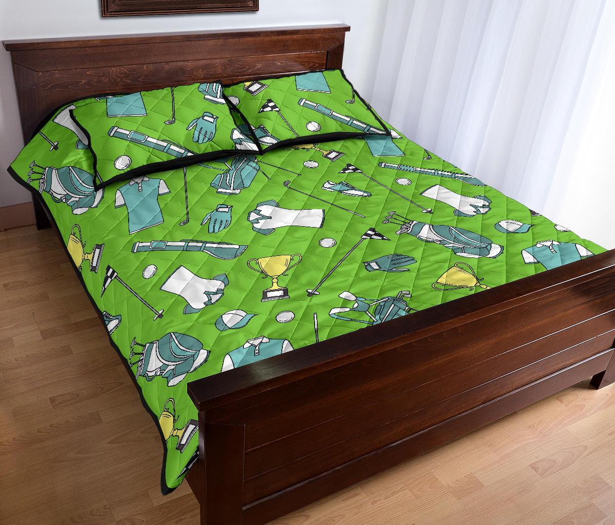 Golf Green Print Pattern Bed Set Quilt-grizzshop