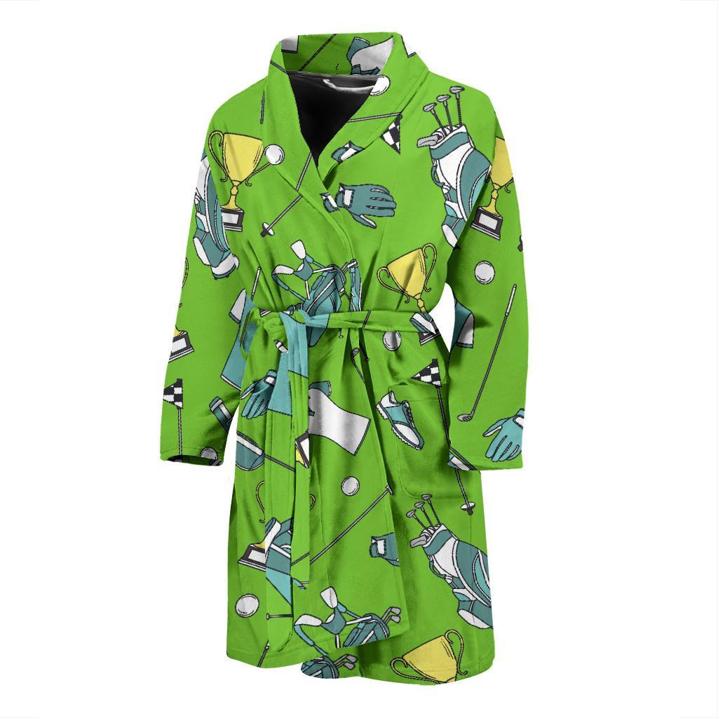 Golf Green Print Pattern Men Long Robe-grizzshop