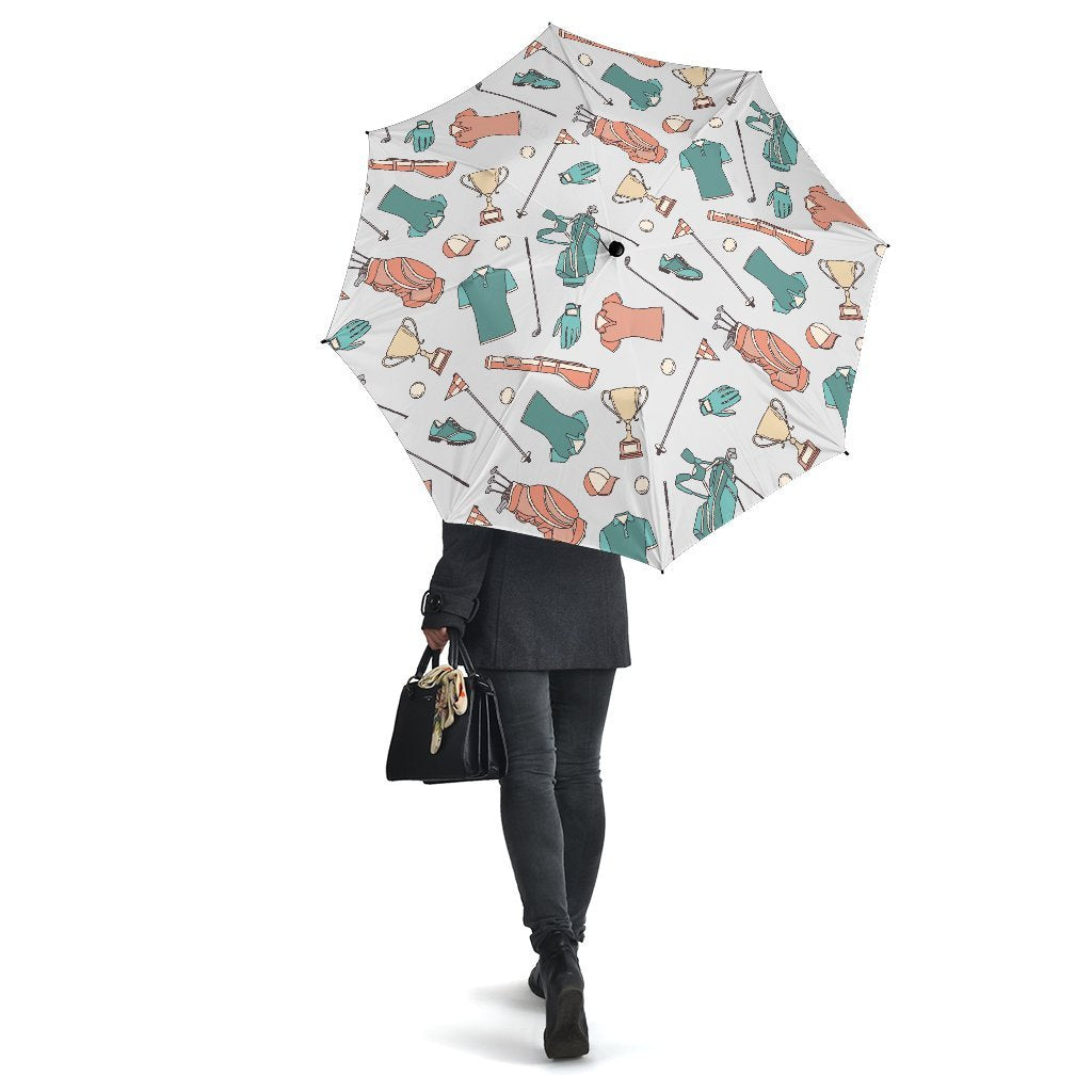Golf Pattern Print Automatic Foldable Umbrella-grizzshop