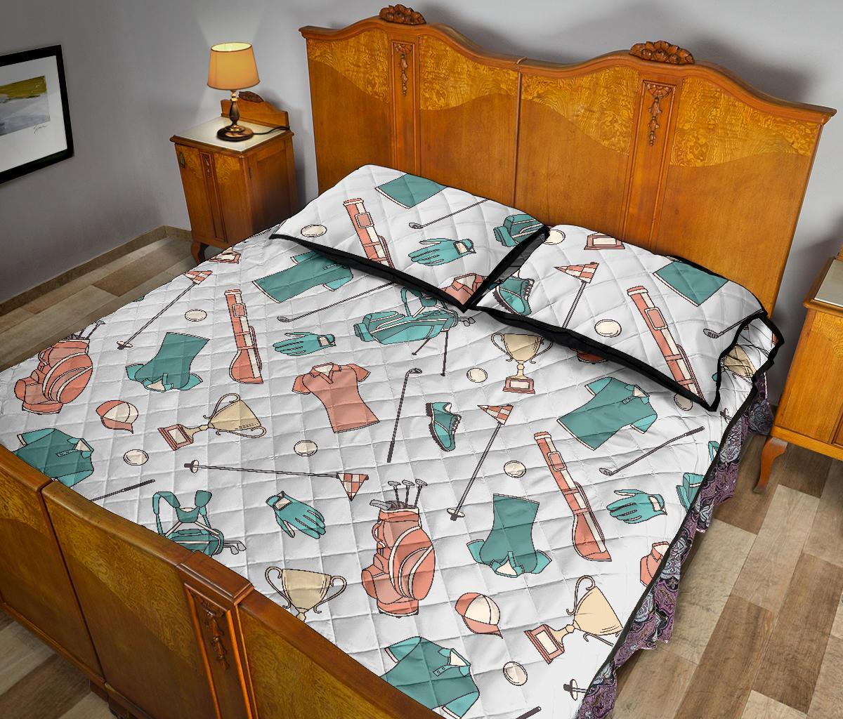 Golf Pattern Print Bed Set Quilt-grizzshop