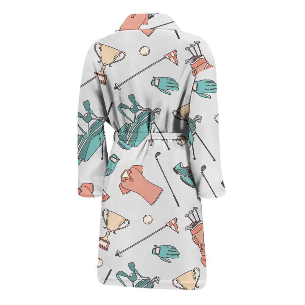 Golf Pattern Print Men Long Robe-grizzshop