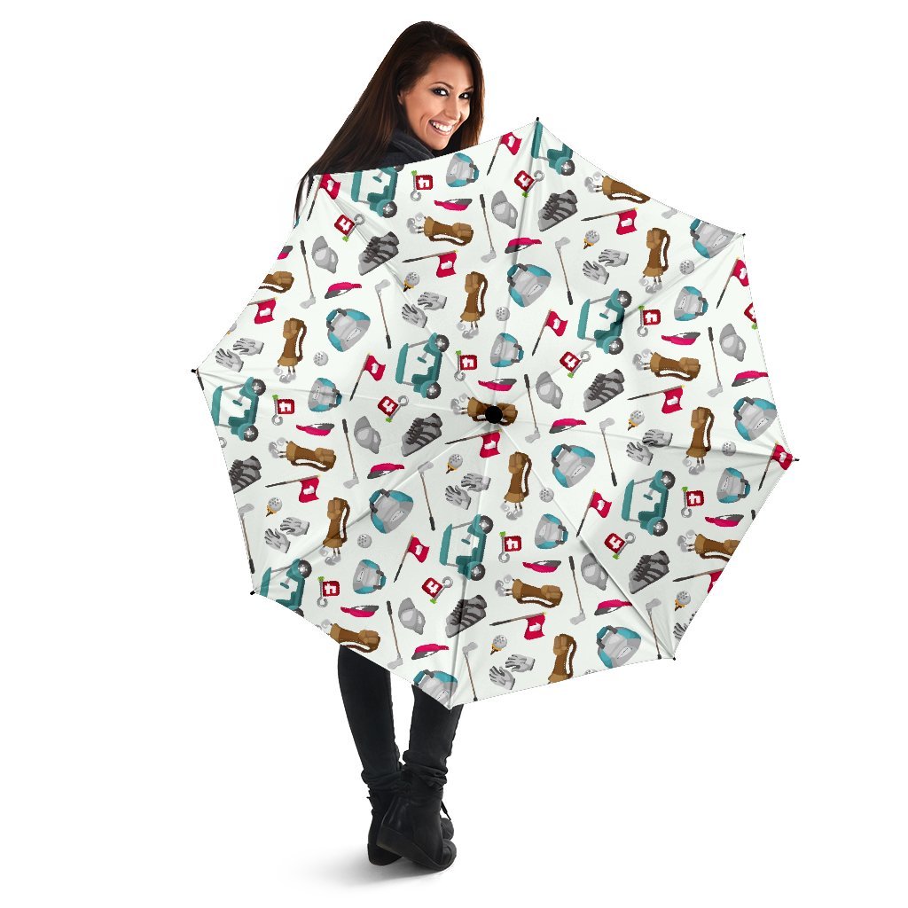 Golf Print Pattern Automatic Foldable Umbrella-grizzshop