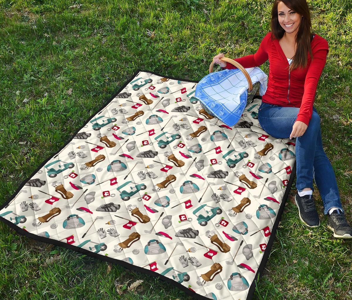 Golf Print Pattern Quilt-grizzshop