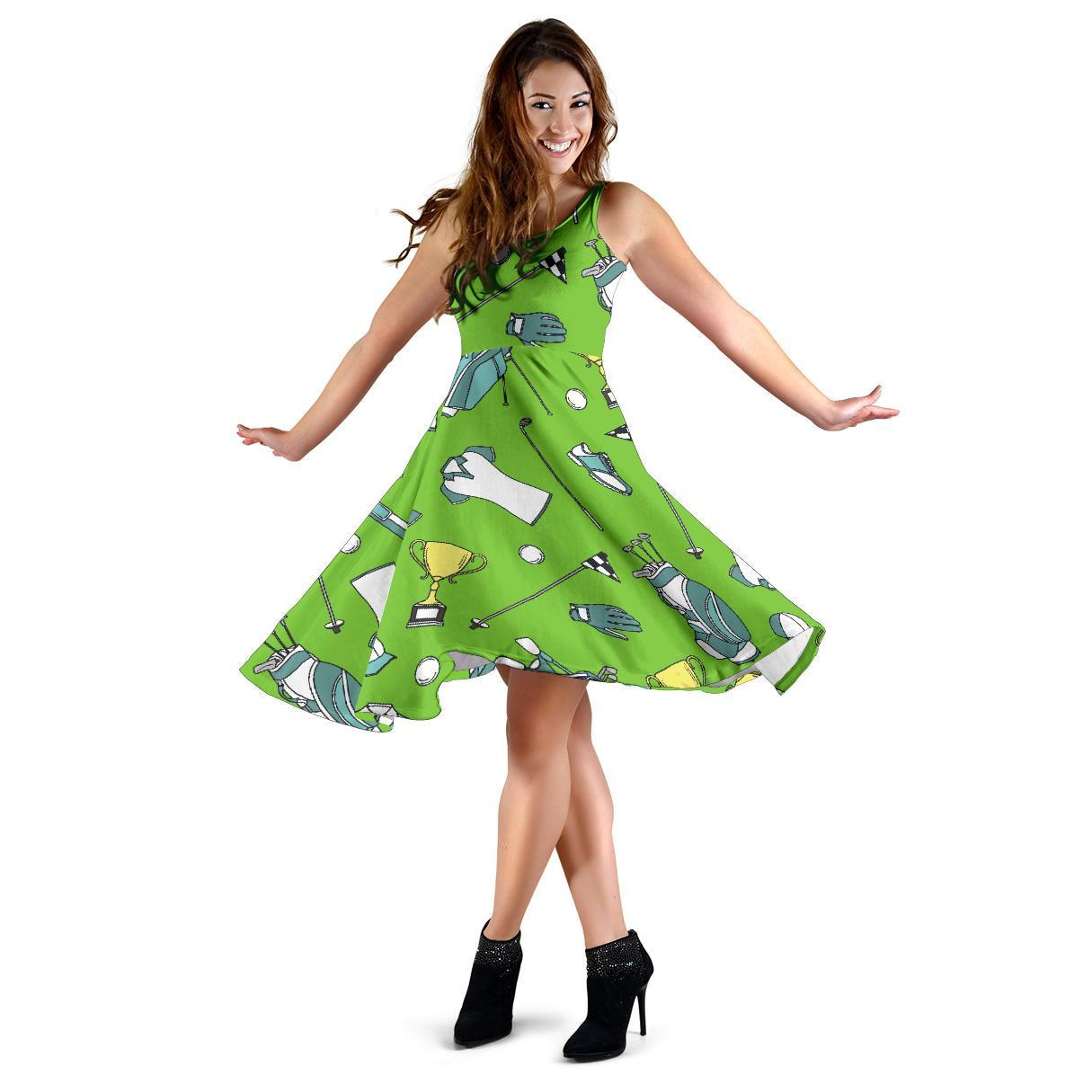 Golf Green Print Pattern Dress-grizzshop