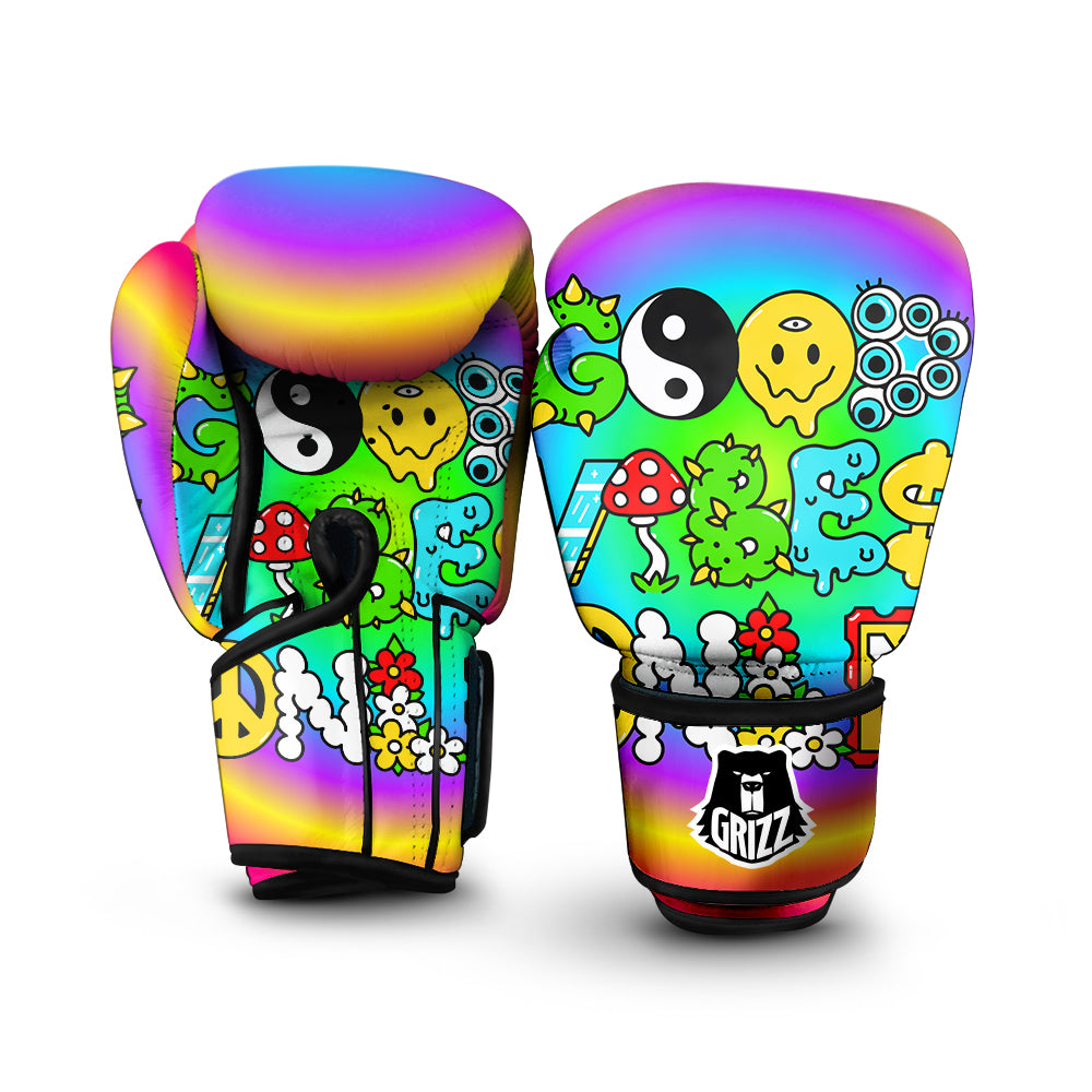 Good Vibes Only Quote Trippy Psychedelic Print Boxing Gloves-grizzshop