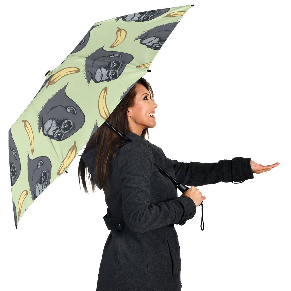 Gorilla Banana Pattern Print Automatic Foldable Umbrella-grizzshop