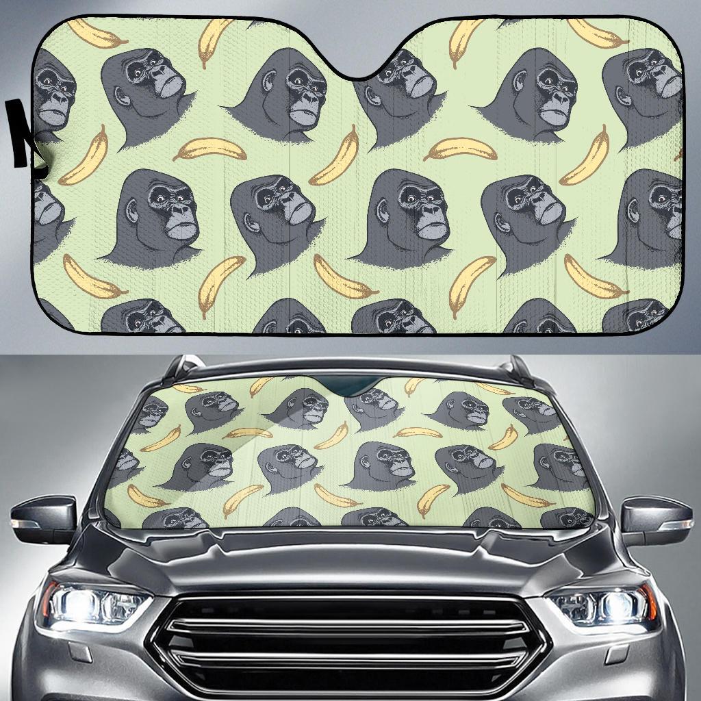 Gorilla Banana Pattern Print Car Sun Shade-grizzshop